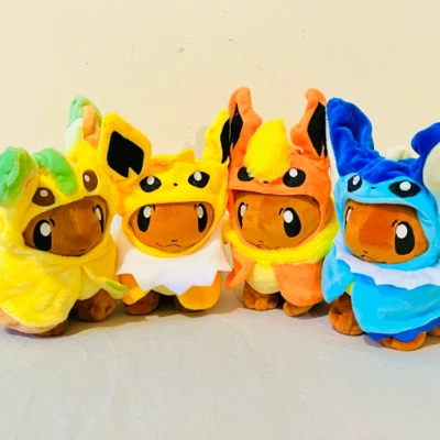 "4 Nuevos Pokémon Poncho Eevee Evolution Muñeca Eeveelution Conjunto Juguete 8"" Peluche Animal" Foto 1 de 4