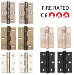 Internal Fire Door Hinges Ball Bearing 3" (76mm) / 4" Chrome Black Brass - Picture 1 of 14