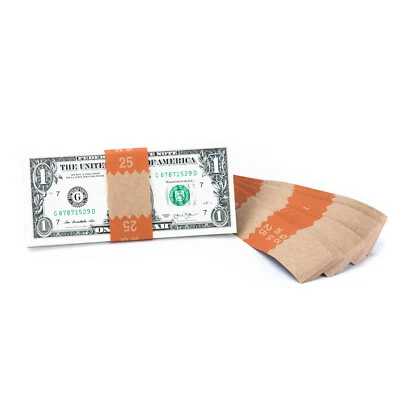 CAROUSEL CHECKS, INC. Natural Kraft Saw-Tooth $25 Currency Band (1,000)
