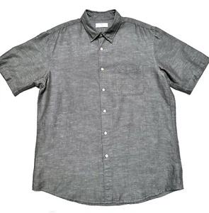 NEW Uniqlo Mens Shirt X-Large Button Up Short Sleeve Linen Cotton Gray Chambray - Picture 1 of 6