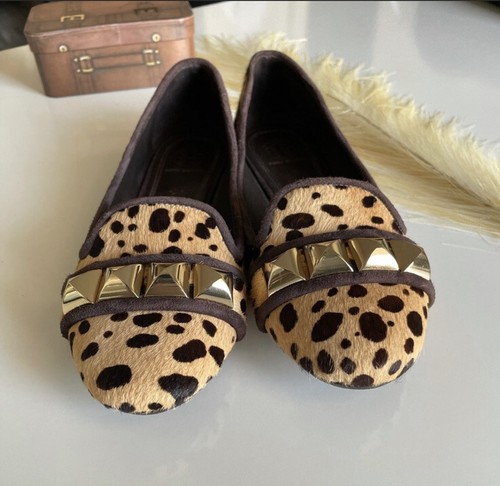 Ballerine donna TORY BURCH pony hair pelle smokey con borchie taglia 7 5