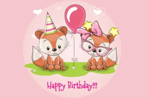 Aufkleber Happy Birthday kleine Füchse Flagge 30 x 20 cm Autoaufkleber Sticker - Bild 1 von 1