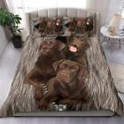 Chocolate Labrador Dog Quilt Duvet Cover Set Super King Pillowcase Double