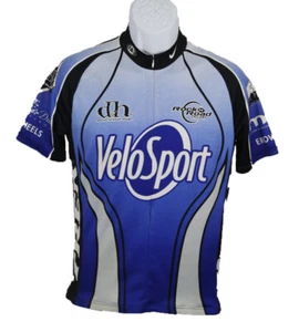 Louis Garneau Velo Sport Short Sleeve 1/2 Zip Polyester Cycling Shirt Blue Small - Picture 1 of 9