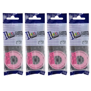 4PK Fluorescent Pink Tape Cartridge XR-18FPK for Casio KL-100 EZ Label 18mm - Picture 1 of 11