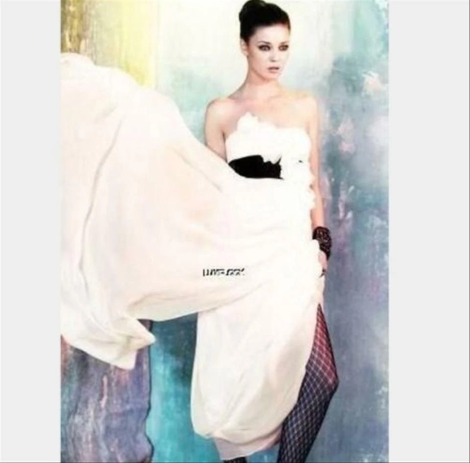 BCBG MAX AZRIA Silk Rosette Gown Sz 0 Ivory - Image 1 of 1