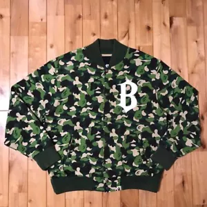 BAPE ABC camo green varsity jacket bomber A Bathing Ape Size L used 2503SM - Picture 1 of 10