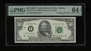 DBR 1969-C $50 FRN Atlanta STAR Fr. 2117-F* PMG 64 EPQ Serial F00110559* - Picture 1 of 2