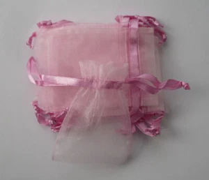 10 small pink organza gift pouches/bags with drawstring - Picture 1 of 1