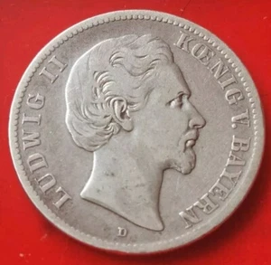 ALLEMAGNE / GERMANY Bavière ♦ Ludwig II ♦ zwei 2 Mark 1876 D Rare ! - Imagen 1 de 2