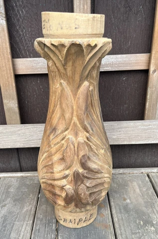 ANTIQUE ARCHITECTURAL SALVAGE OAK WOOD HAND CARVED NEWEL POST BANK BLDG 1920 Cover