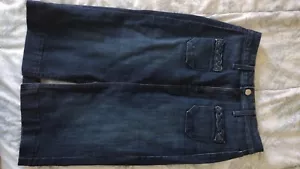 High Waisted Dark Blue Denim Pencil Skirt Size S - Picture 1 of 3