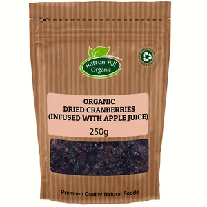 Organic Dried Cranberries Infused with Apple Juice 250g by Hatton Hill - Picture 1 of 2