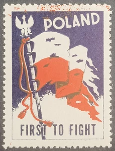 POLAND "FIRST TO FIGHT" old label stamp - Picture 1 of 2