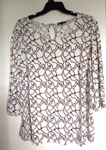 Adrianna Papell weiß Kettenmuster stretchig Tunika Strick Top Größe 3X - Bild 1 von 4