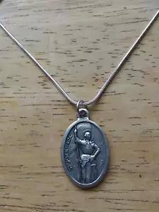 Collana ciondolo medaglia Santa Giovanna d'Arco catena argento sterling 925 +cartolina preghiera - Foto 1 di 3
