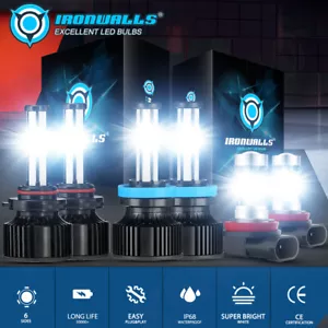 6-sides LED Headlights High Low+Fog For Ford F250 F350 450 Super Duty 2023 2024 - Foto 1 di 12
