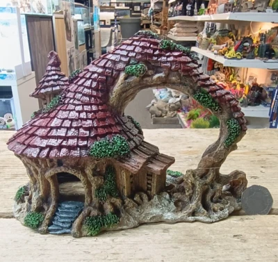 Kleiner rustikaler Hobbit HdR Stil Haus Aquarium Deko Aquarium Versteck Deko