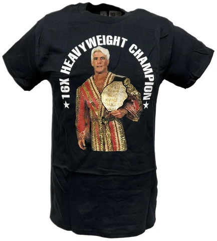 Ric Flair 16 Time Heavweight Champion WWE Mens Black T-shirt Cover