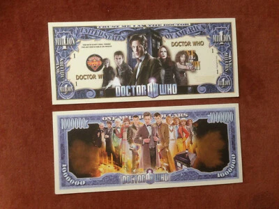 Set of Two Doctor Who $1 million Doublesided Novelty Banknotes. FREE P&P - Image 1 of 4