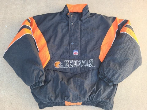 Vintage Mens Starter Cincinnati Bengals Pullover Jacket Size XL-Black Cover