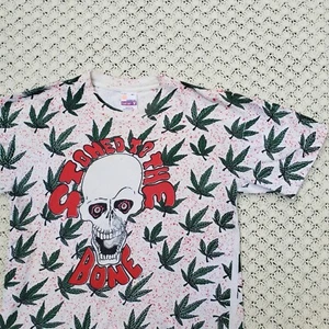 Vtg Stoned to the Bone All Over Print AOP Marijuana Weed 420 Graphic T Shirt XL - Picture 1 of 13