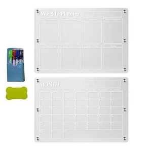Acrylic Calendar Transparent Magnetic Calendar For Fridge Dry Erase Board - Picture 1 of 9