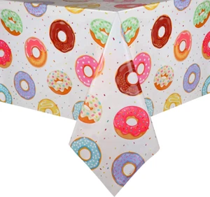 Large Doughnut Tablecloth Sweets Cake Birthday Party Waterproof Tablecover Decor - Picture 1 of 5
