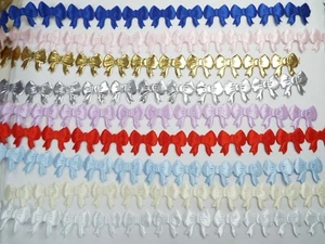 1 m - Bows Motif -Trimming,Appliques,Wedding- Satin Lace Ribbon 3cm x 3cm - Picture 1 of 12