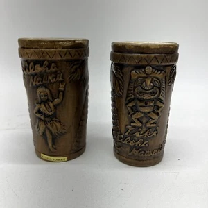Vintage Set Aloha Hula Mädchen Hawaii Souvenir Keramik Tiki Becher. - Bild 1 von 7