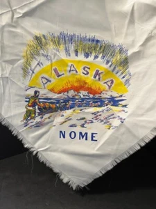 Vintage NOME Alaska Souvenir Scarf - Dog Sled / Midnight Sun - Picture 1 of 4