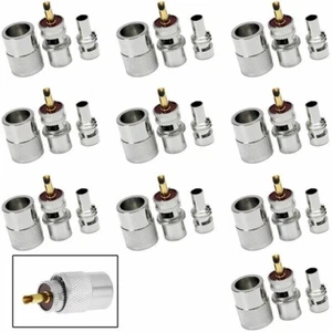 10 Stück PL-259 UHF Lötzinn Typ Stecker Bakelit Stecker Nickel mit RG58 Reduzierstück 10X - Bild 1 von 5