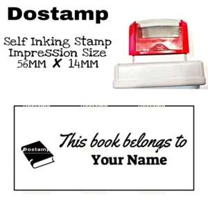 This Book belongs to Personalised Stamp Self Inking Customized 56 X 14mm - Foto 1 di 2