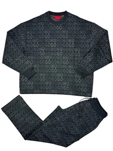 HUGO Tracksuit Set Mens Black Sweatshirt & Bottoms Dippins & Dleets - Size M - Picture 1 of 10