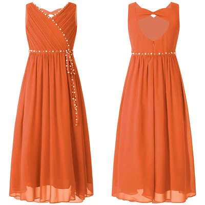 Niños Niñas Vestido de Baile Elegante Solero Comunión Vestido Sin Mangas Formal Gasa Foto 1 de 4