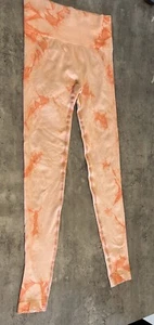 Womens High Waist Yoga Pants Leggings Bum Butt Lift Small Pink Tie Dye - Picture 1 of 4