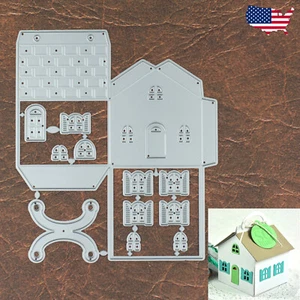 Folding House Gift Box w Handle Cutting and Embossing Dies - For Any Occasion - Picture 1 of 2