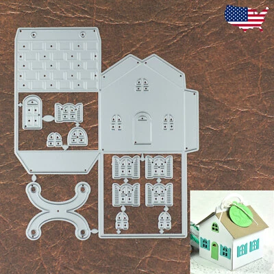 Folding House Gift Box w Handle Cutting and Embossing Dies - For Any Occasion - Image 1 of 2