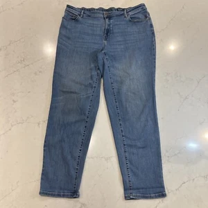 J Jill Denim Plus 20w Boyfriend Straight Leg Ankle Med Wash Blue Jeans Stretch - Picture 1 of 15