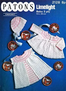 Dress, Jacket and Bonnet Baby Crochet Pattern copy - Picture 1 of 2