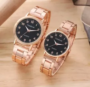HIS AND HERS Stunning Digital Steel Band Quartz Wristwatches. A PAIR OF WATCHES - Picture 1 of 5