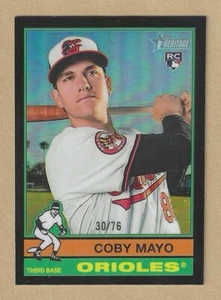2025 Topps Heritage COBY MAYO #340 Black Chrome Refractor #'d 30/76 Orioles RC - Picture 1 of 2