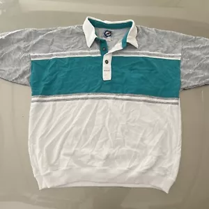 Vintage Greenline International Polo Shirt Mens Large Green Grey Color Block - Picture 1 of 8