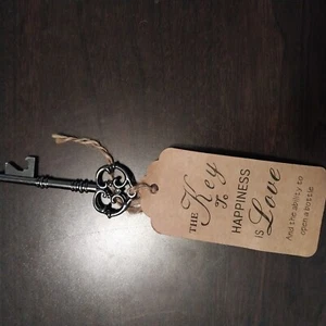 Decorative Pewter Key Bottle Opener Key to Happiness Is Love /Ability to Open... - Picture 1 of 8