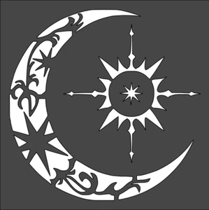 10"x10" Clear Plastic Stencil - Celestial Sun Moon (RO155) - Picture 1 of 3