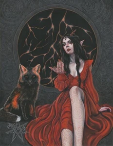 IMPRESIÓN Arte Fantasía Gótica Ángel Demonio Zorro Infernal Mal Rojo Naranja Puerta Sexy Oscuro - Imagen 1 de 1