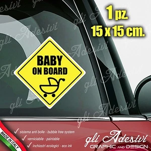 Adesivo Stickers Auto Moto Camper BABY ON BOARD segnale a bordo Carrozzina - Imagen 1 de 1