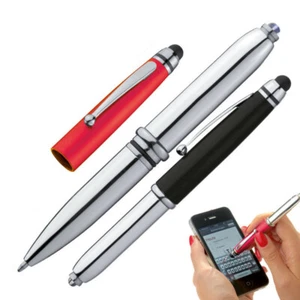 2x Touchpen Kugelschreiber mit LED Licht & Touchscreenstift / 1x rot + schwarz - Bild 1 von 1