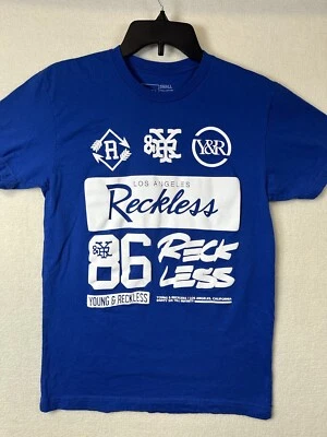 Camiseta Young & Reckless Para Hombre Pequeña Azul 1986 Los Angeles CA Manga Corta Foto 1 de 4