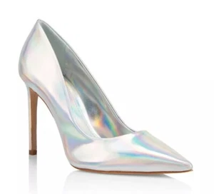 SCHUTZ Lou Pumps Heels Size 8.5 NEW Iridescent Silver Metallic Formal Party - Picture 1 of 11